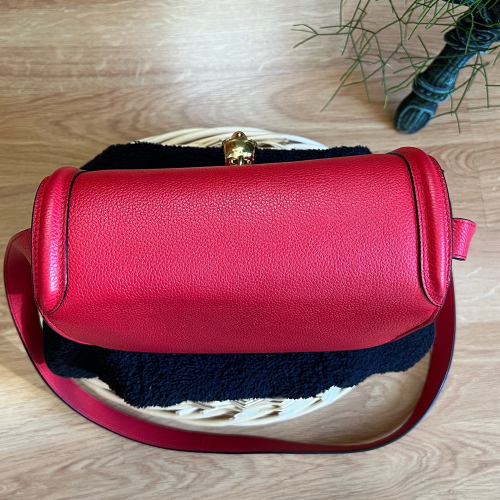 Alexander McQUEEN Red Leather Shoulder Bag Purse - Picture 6 of 15